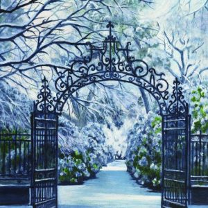 Winter Ornamental Gate Calderstones Park Liverpool by Sandra Winchester - ORIGINAL SOLD _ PRINTS AVAIABLE